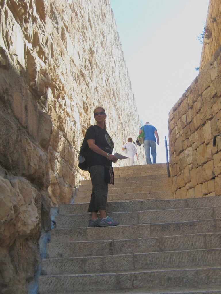 Zion Gate is at the top of the stairway to the left. 