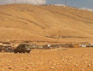 Note the antennae of the Kfir Brigade base on top of the hill and the army jeep in the foreground (picture: Observation Agency).