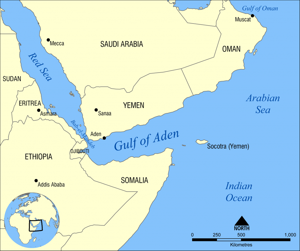 The Gulf of Aden, and particularly the Straits of Bab-el-Mandeb are crucially important to Egypt because ships sail through there to reach the Suez Canal.
