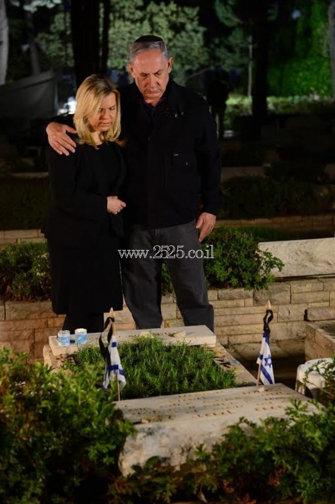 At the grave of Yoni Netanyahu, killed in the raid on Entebbe that freed Israeli hostages.
