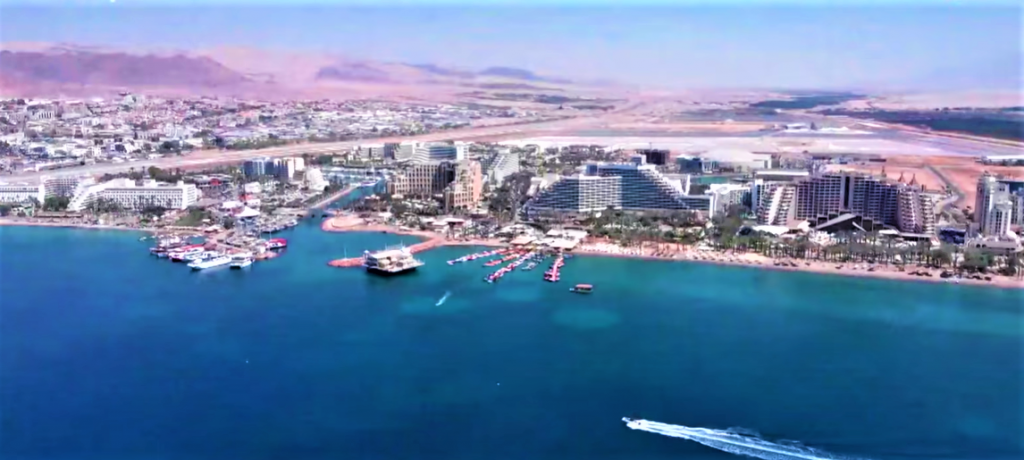 Hotel row in Eilat, Israel's jewel on the Red Sea.