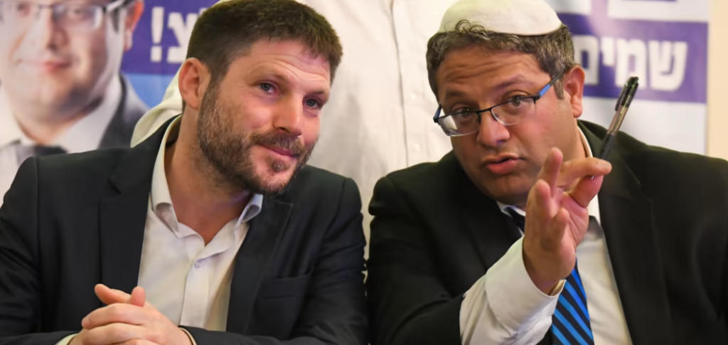 On the left Bezalel Smotrich, head of the National Religious Zionism party, and Itamar Ben Gvir on the right, head of Otzma Yehudi.