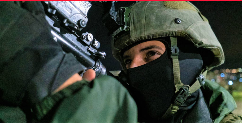 A soldier on overwatch in Shechem last night (photo IDF).