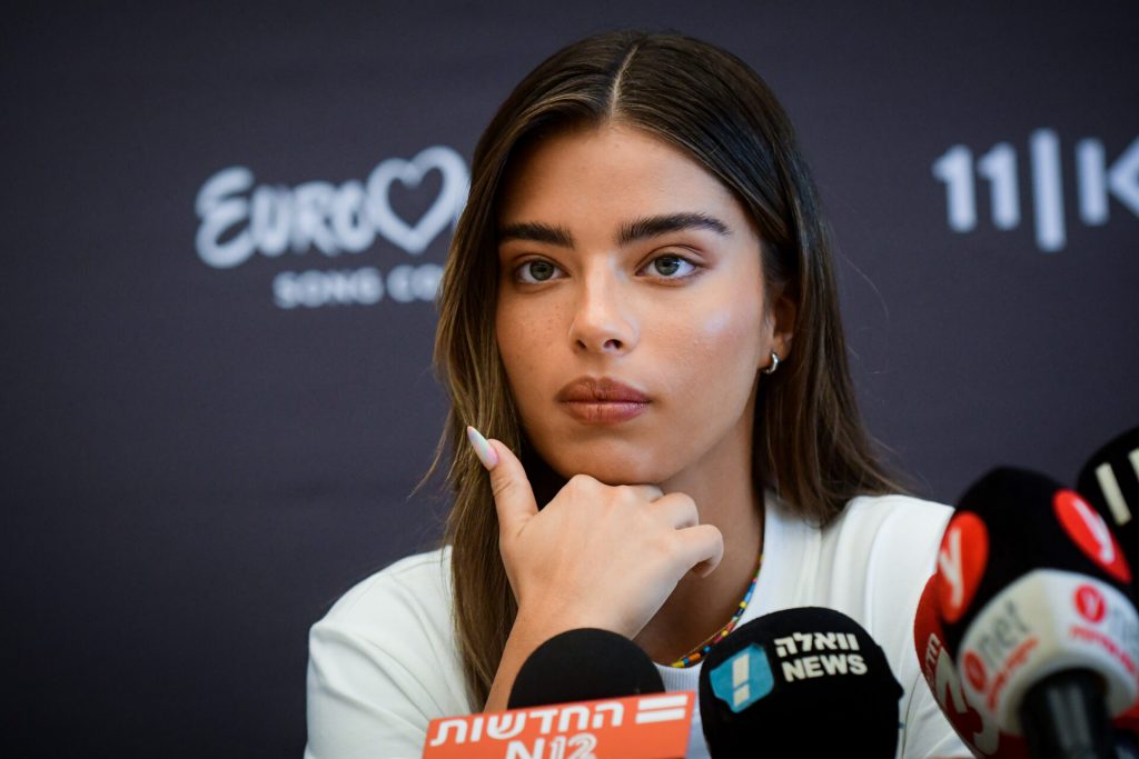 Noa Kirel at a Eurovision press conference.